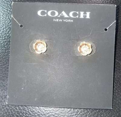 New Coach Signature Stone Tea Rose Earring Studs - Image 1 of 2