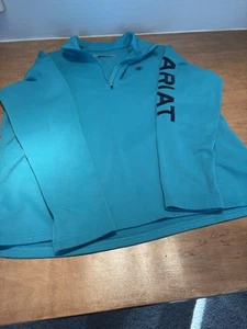 Felpa donna Ariat Tek serie fredda taglia L blu 1/4 zip piccola macchia vedi foto - Foto 1 di 6