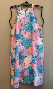 Vestido Lilly Pulitzer Beach House Blooms Tabby Cambio Vieira Halter Cuello Talla Lrg L - Imagen 1 de 7