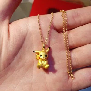 Collar de cadena colgante Pikachu Pokémon chapado en oro 3D personaje de dibujos animados #1 - Imagen 1 de 5
