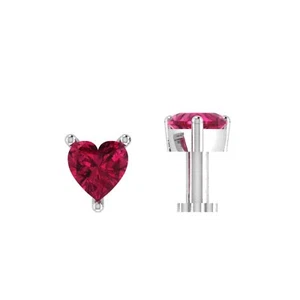 0.25ct 14k white Gold Over Ruby Wedding Nose Lip Labret Monroe Ring Stud Screw - Picture 1 of 12
