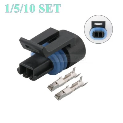 2 Polig GM Delphi Coolant Water Temperature Sensor Connector Plug Kit Black New - Image 1 of 2