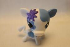 Authentic Littlest Pet Shop LPS #3225 Blue and White Cow Blue Eyes w/ Flower