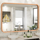 30" X 48" Wood Bathroom Mirror For Wall Farmhouse Large Rounded Corner Rectangle
