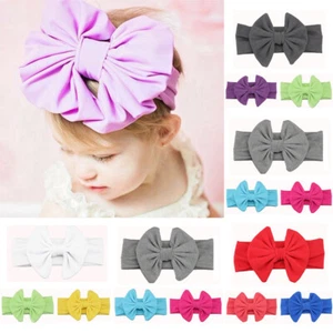 3 PCS Baby Toddler Girl Kid Elastic Big Bow Turban Headband Hair Head Wrap Band - Picture 1 of 10