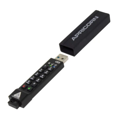 8GB Apricorn ASK3 USB3.2 Type-A Flash Drive - Black - Image 1 of 4
