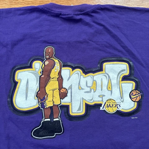 Vintage Nike Team Los Angeles Lakers Shaq Caricature Tee T-Shirt Large NBA Kobe Cover