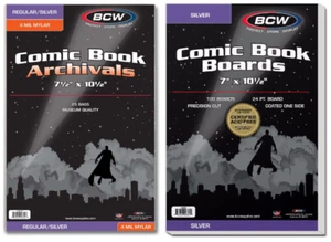 10 BCW Silver Age 4 Mil Mylar Comic Book Bags and Boards Acid Free Polyester - Picture 1 of 2