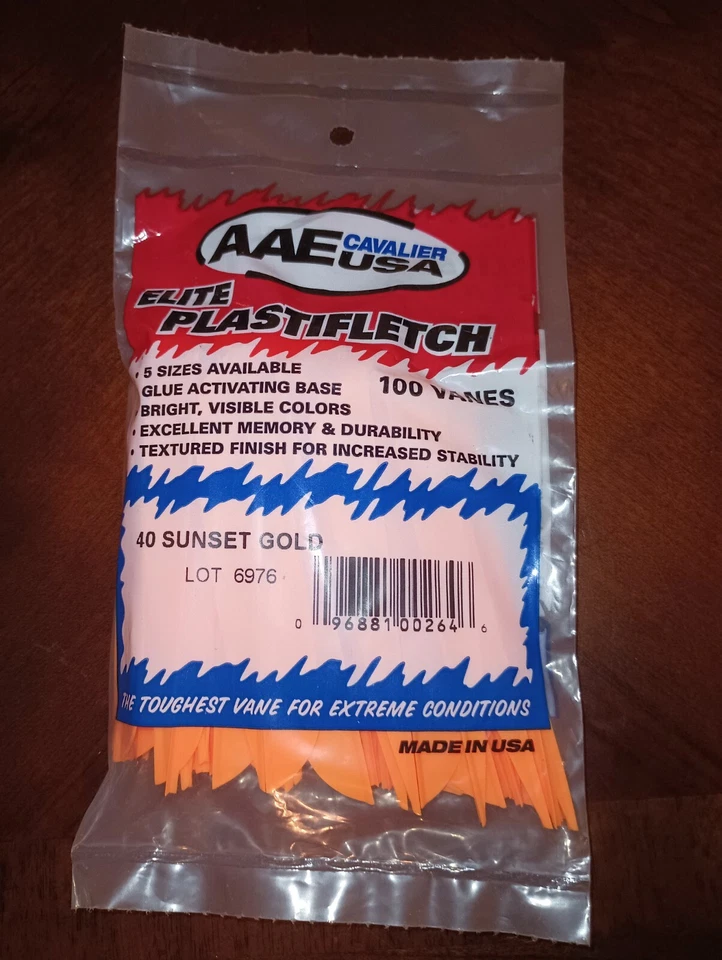 AAE EPA40TL100 Elite Plastifletch Sunset Gold 100 包 Vanes — 第 1/1 张图片