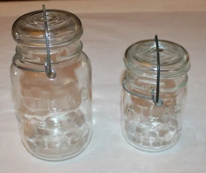 Atlas E-Z Seal Glass Canning Jars Clear Vintage Antique 1 Quart and 1 Pint - Picture 1 of 10