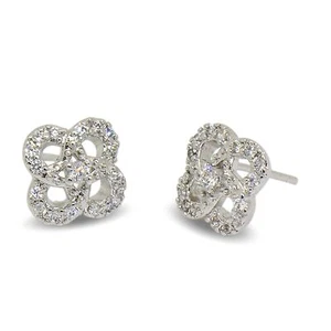 9ct White Gold Filled Womens Stud Earrings with White CZ Crystals 9K GF - Picture 1 of 4