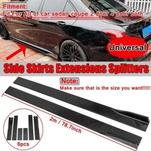 2M Universal Glossy Black Car Side Skirt Splitters Winglet Wings Protector 6PCS - Picture 1 of 12