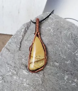 Picture Jasper Pendant Necklace, Wire Wrap Handmade Pendant, Stone Necklace - Picture 1 of 7