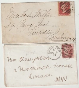 1877/80 EXMOUTH DUPLEX & SINGLE =286= 3VO NUMERAL 1d PLATES 216 & 192 DEVON - Picture 1 of 3