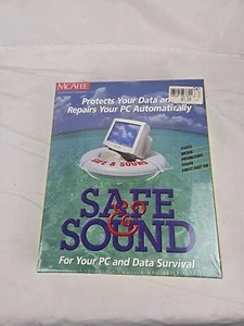 MC AFEE SAFE AND SOUND PC CD-ROM UTILITY SOFTWARE VINTAGE BIG BOX NEW - Picture 1 of 11