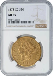 1878-CC $20 Gold Liberty AU55 NGC 949644-16 - Picture 1 of 4