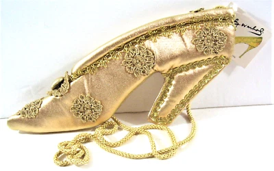 Vintage Andy Warhol Babs Gold High Heel Shoe Pop Art Purse Bag NWT Unsold Stock - Image 1 of 4