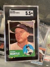 1963 TOPPS #200  MICKEY MANTLE NEW YORK YANKEES BASEBALL CARD SGC 5.5 EX+