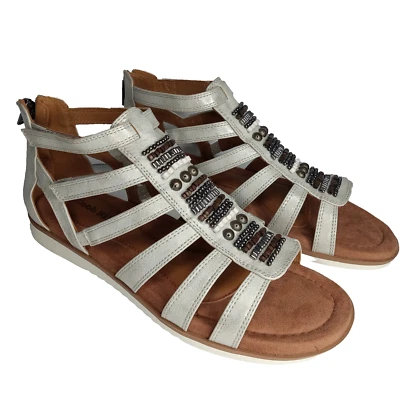 Cobb Hill Zion Gladiator Sandal Strappy Flat Womens Sz 6.5 W Gray/Taupe Metallic - Image 1 of 4