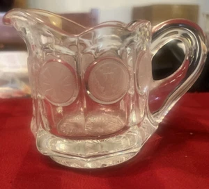 Vintage Elegant Fostoria Glass Clear COIN  Creamer Olympic Torch & 1886 Eagle - Picture 1 of 5