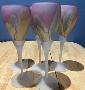 Set of 5 Art Nouveau Rueven 9” Wine Glasses with Fluted Stems - Picture 1 of 8