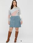 Monsoon Blue Jessica Jumbo Skirt Size Uk22 Corduroy Bnwt