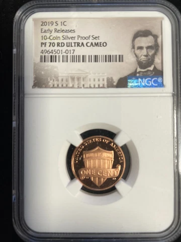 2019 S 1C Early Releases 10-Coin Silver Proof Set NGC PF70 RD U.C Cover