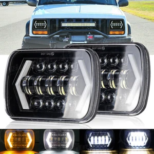 Pair H6054 7X6 5X7" LED Headlight Sealed Beam For Jeep Cherokee XJ 1979-2001 - Picture 1 of 12