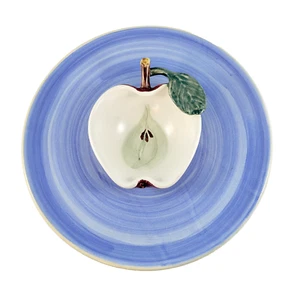 Clayworks Apple Plate Halifax Nova Scotia Canada Pottery Raised Fruit Dip Bowl - Bild 1 von 11