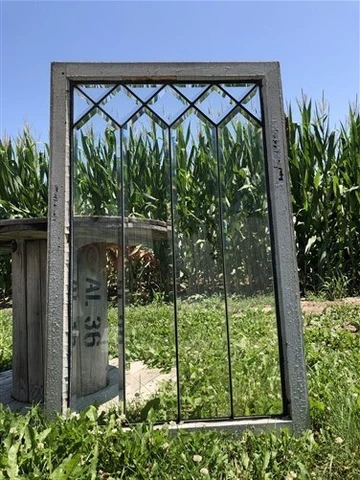 13 Panel Antique Leaded Beveled Glass Window, Victorian Architectural Salvage D Cover