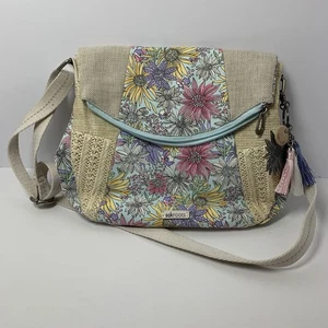 Sakroots Floral mit blauem Hintergrund Foldover Geldbörse/Umhängetasche - Bild 1 von 7
