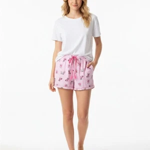 Jaclyn smith Pink striped dog print Women's pajama shorts size large - Picture 1 of 4