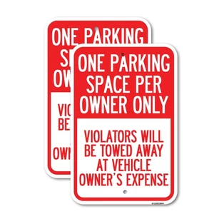 Reserved Parking Sign One Parking Space Per Own Heavy Gauge Metal Parking Sign - Picture 1 of 10