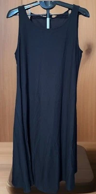 Maxi Vestido Eileen Fisher Petite Grande Lavable Elastizado Crepé Negro Sin Mangas Foto 1 de 4