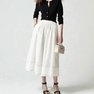 NUEVO CON ETIQUETAS J. Falda midi Crew 6 puntos en contraste algodón popelina blanca - Imagen 1 de 6