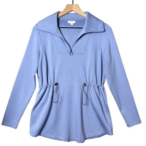 J. Jill Fit Cinch-Waist 1/4 Zip Tunic Sweatshirt Light Blue Women’s size XS - Picture 1 of 9