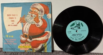 SANTA CLAUS IS COMING TO TOWN - PETER PAN RECORDS  # X6 -  1955  - VG+ - Image 1 of 2