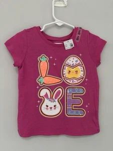 New Childrens Place Toddler Girls Pink Easter Love Cotton T Shirt 2T - Picture 1 of 2