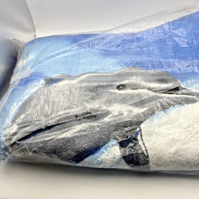 Toalha de praia luxuosa tema golfinhos 100% algodão - Nova com etiquetas 55 X 70 - Imagem 1 de 4