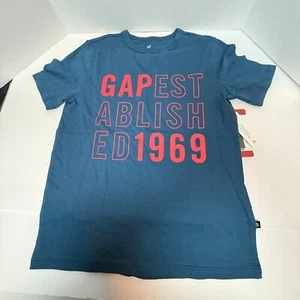 Boy's T-Shirt- Gap_ Blue w/ red graphs-size 8- New w/tags - Picture 1 of 3