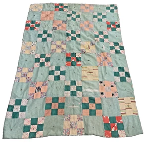 Antique Feed Sack / Feedsack Quilt 50.25" by 73.75" - Picture 1 of 9