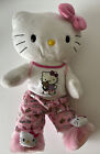 Rare tenue de bab Build a Bear Hello Kitty blanc nœud rose 18 pouces avec pantoufles miaulements !!!