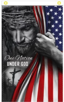 One Nation Under God America God Jesus Christian's 3x5 Flag God Banner Wall Sign - Image 1 of 3