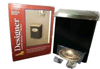 Gibraltar Designer Wall Mount Lockable Mailbox Black/Brushed Brass 12.5Hx9.5Wx4D - Image 1 of 4