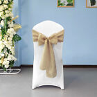 10X Chair Cover Bow Sashes Wedding Event Vintage Decor Linen Burlap Fabric Sash