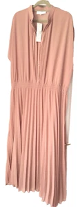 NWT MYSPSF WOMEN DRESS MAXI FULL LENGTH FIT FLARE CHIFFON DUSTY PINK UK 18/46 - Picture 1 of 10