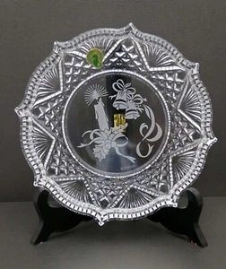 Vintage Waterford Crystal Holiday 8" gewellter Rand rundes Tablett Kerzenglocken - Bild 1 von 4