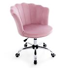 Velvet Swivel Armchair Seashell Back Adjustable Vanity Computer Chair