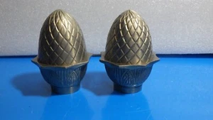 silver color heavy metal finials 3 & 3/8" X 2.5" approx hole 1/4 or 8mm acorn - Picture 1 of 3