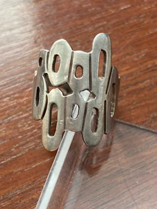 Sterling Silver 925 Modernist Wide Band Ring Sz 8 - Picture 1 of 7